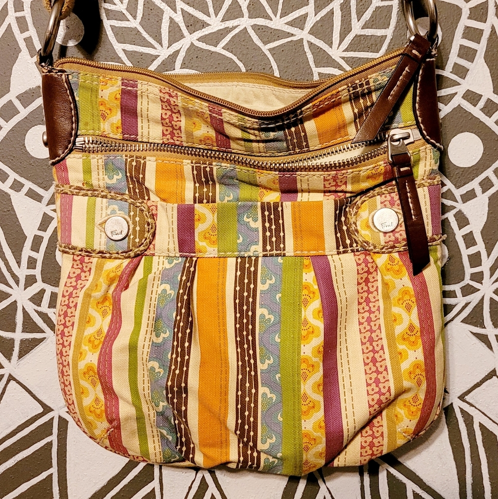 Fossil Multi Pattern Canvas Crossbody Bag - image 2